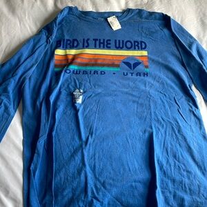 Long sleeve T-shirt, hundred percent cotton picked up at the snowbird resort